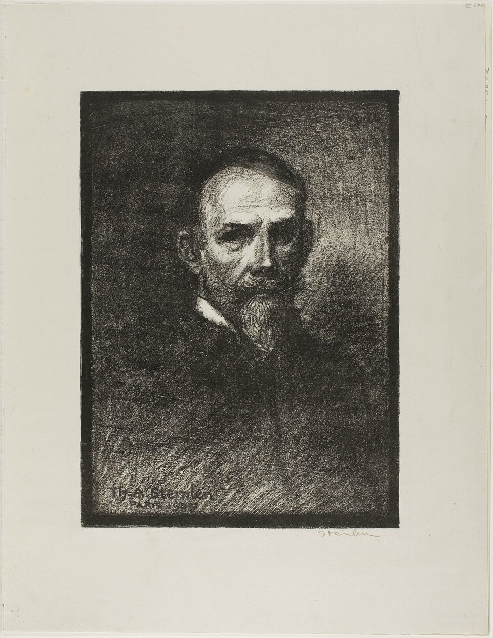 Steinlen, vista frontal, cabeça para a direita de Théophile Alexandre Pierre Steinlen