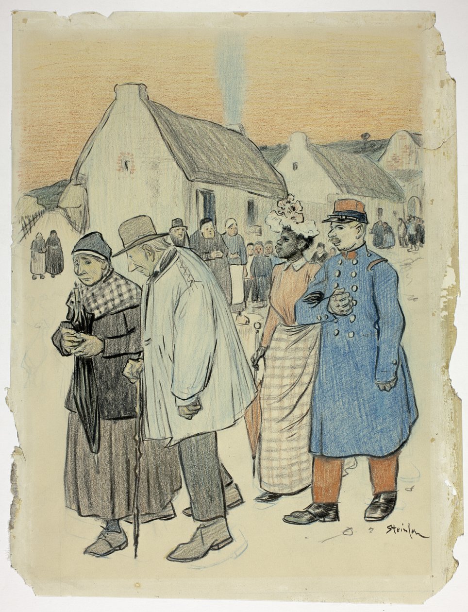 Cena de rua com dois casais de Théophile Alexandre Pierre Steinlen