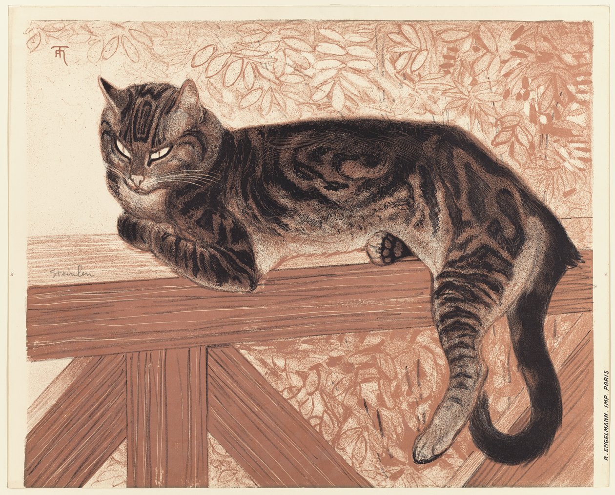 verão: Gato numa balaustrada de Théophile Alexandre Pierre Steinlen