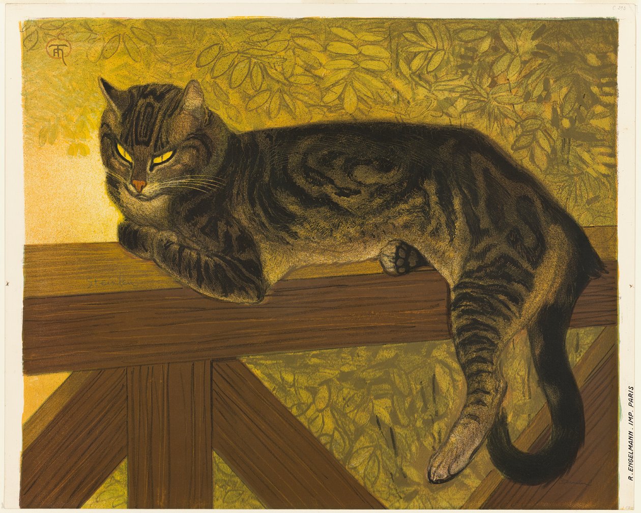 verão: Gato numa balaustrada de Théophile Alexandre Pierre Steinlen
