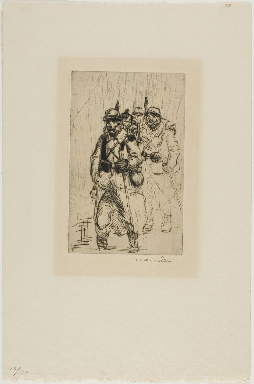 Três soldados a caminhar de Théophile Alexandre Pierre Steinlen