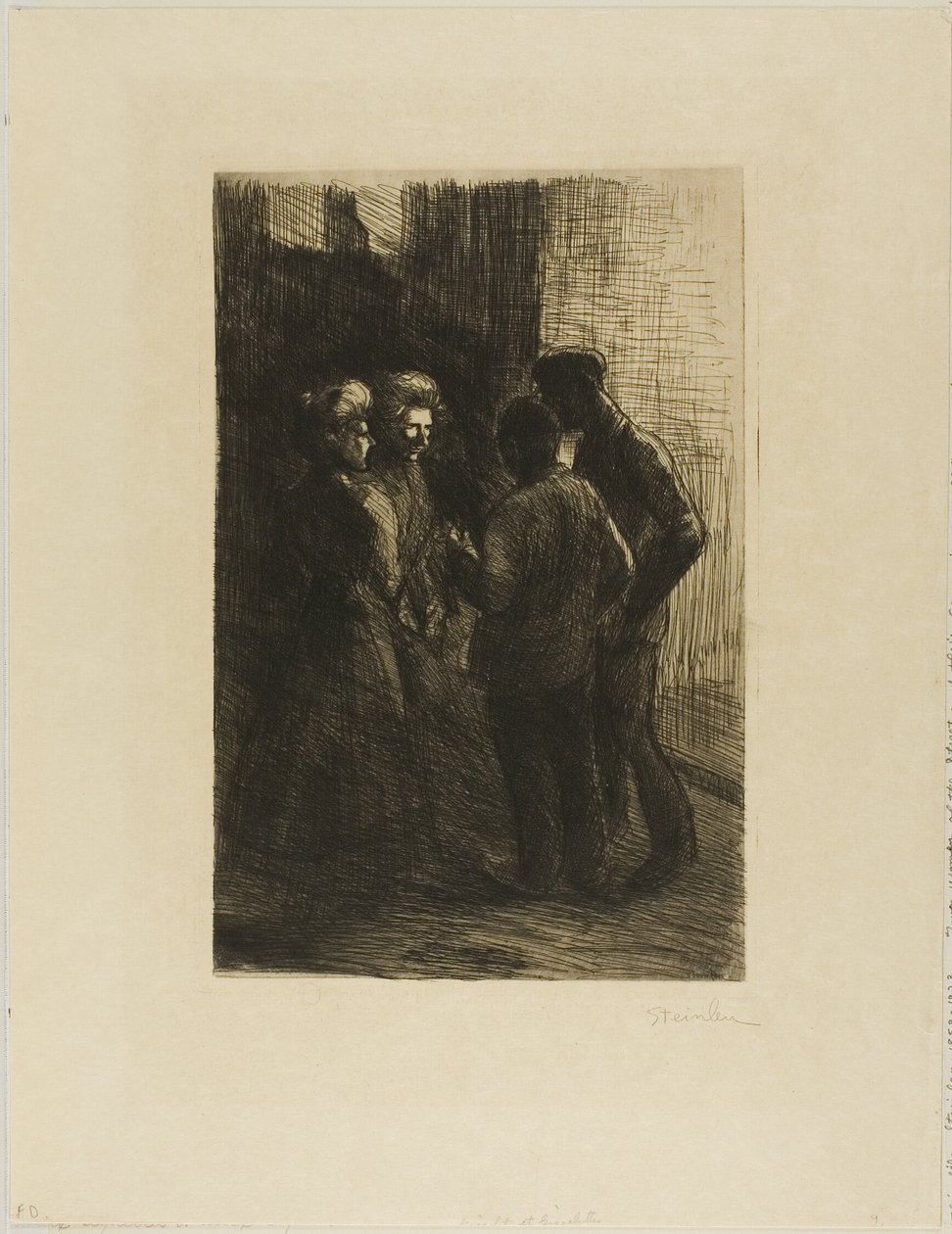 Duas mulheres da rua e os seus companheiros de Théophile Alexandre Pierre Steinlen