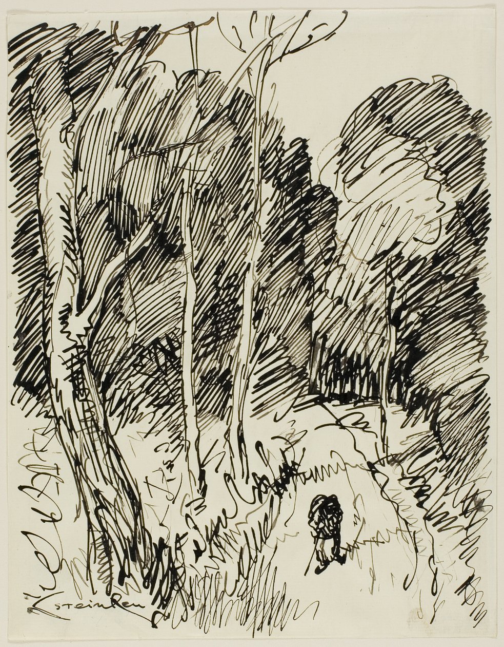 Paisagem arborizada com vagabundo de Théophile Alexandre Pierre Steinlen