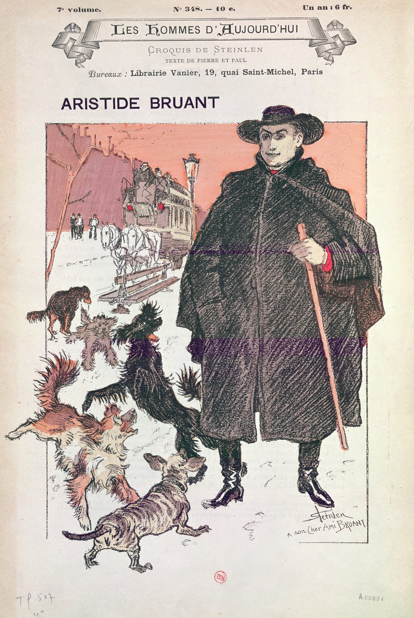 Caricatura de Aristide Bruant em Os Homens de Hoje (litografia) de Théophile Alexandre Steinlen