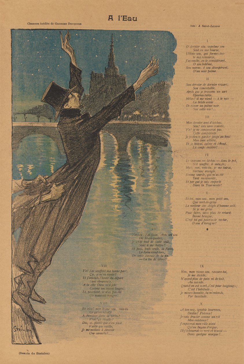 Gil Blas Illustré: Na beira da água A lEau, 1896. de Théophile Alexandre Steinlen