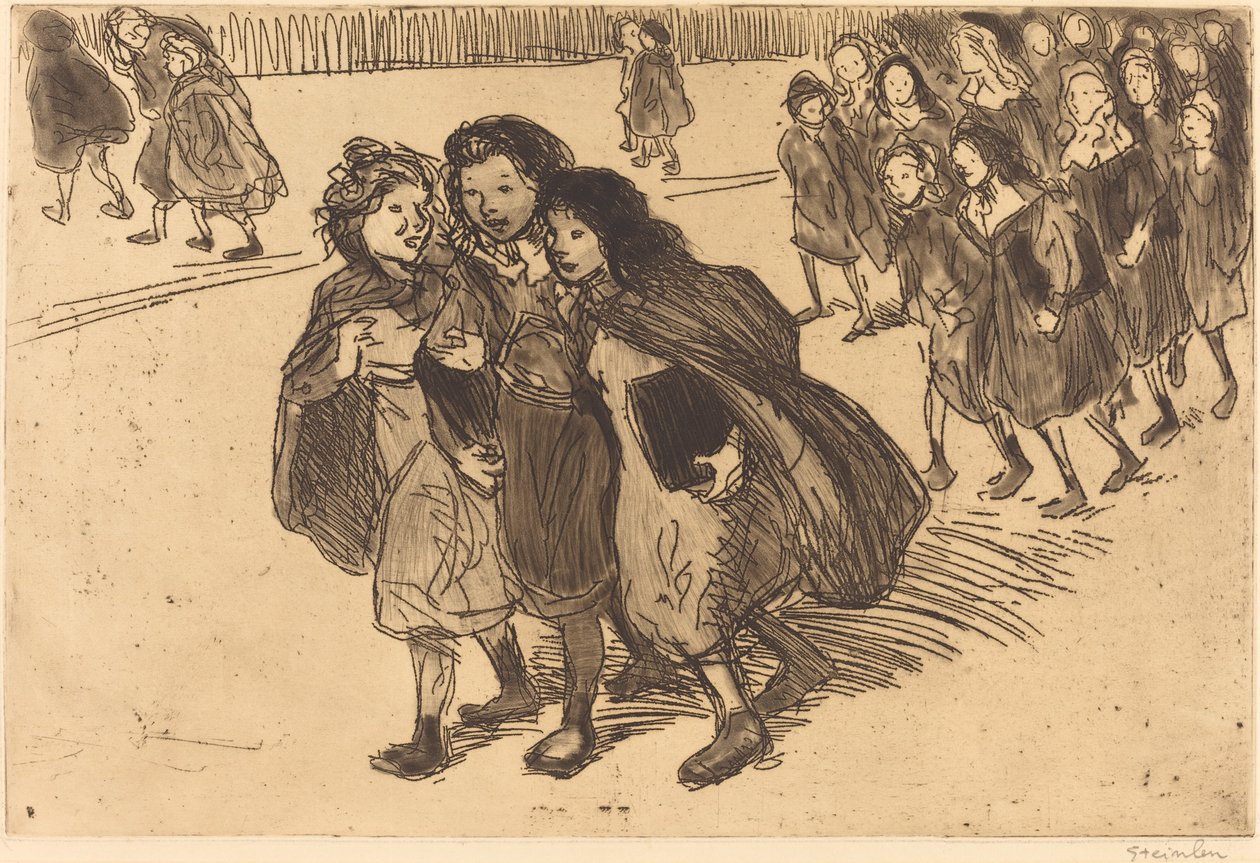 Meninas que vêm da escola de Théophile Alexandre Steinlen