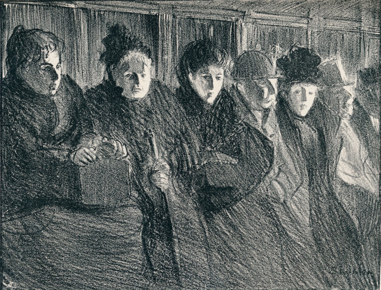 Dentro de um bonde, 1896, 1898 de Théophile Alexandre Steinlen