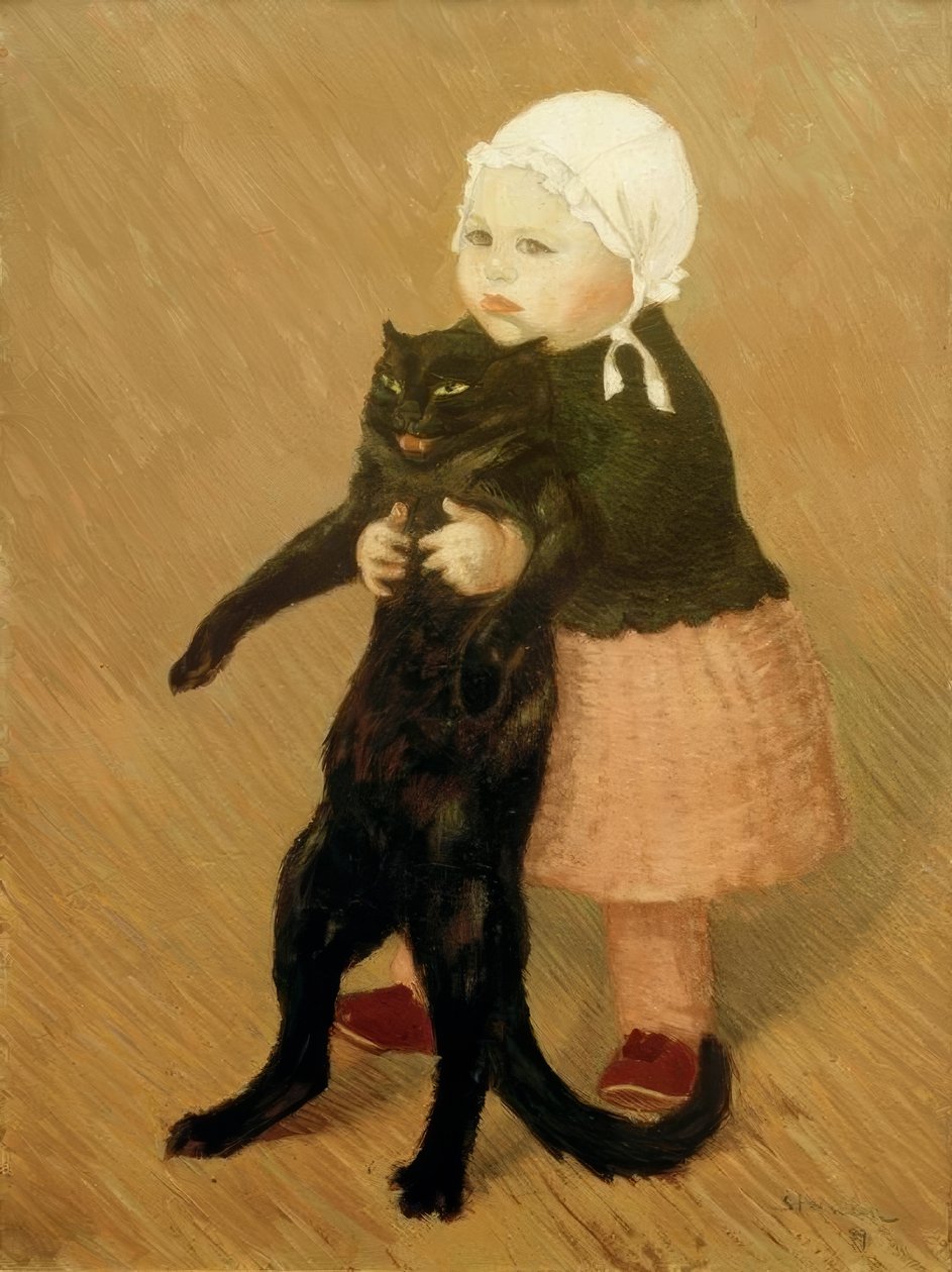 A menina com o gato de Théophile Alexandre Steinlen