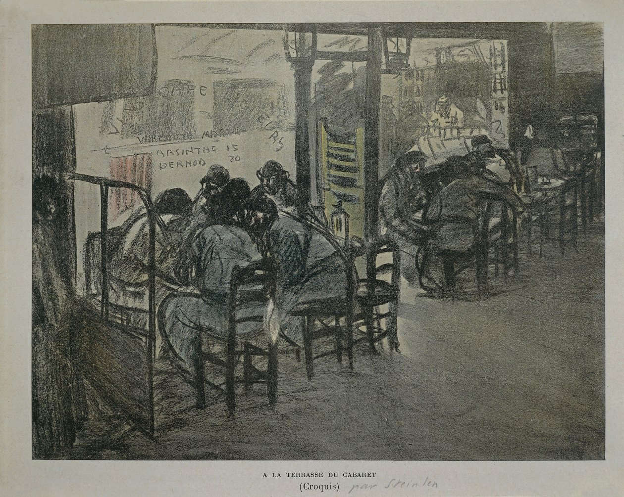 Paris no terraço do café, por Theophile Alexandre Steinlen, sketch de Théophile Alexandre Steinlen
