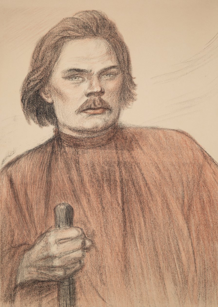 Retrato do autor Maxim Gorky 1868-1939, 1905. de Théophile Alexandre Steinlen