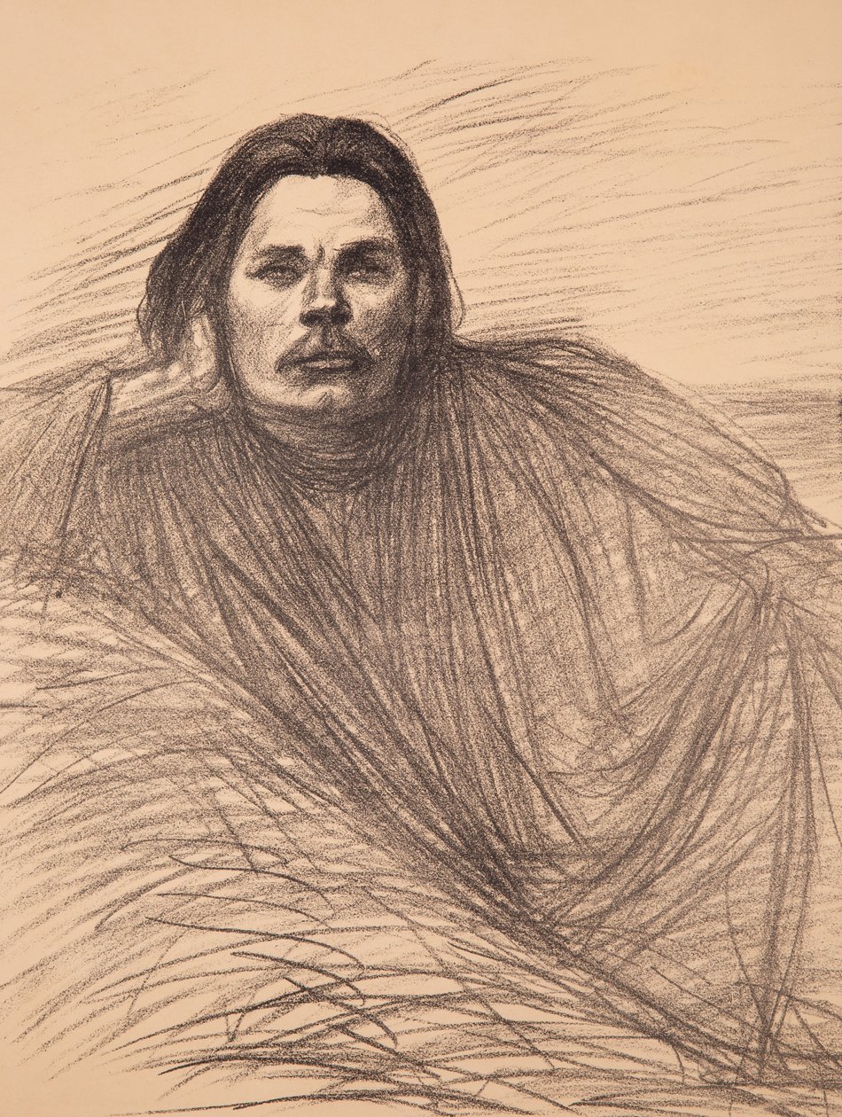 Retrato do autor Maxim Gorky 1868-1939, ca 1894. de Théophile Alexandre Steinlen