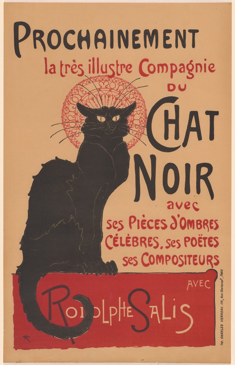 Logo a ilustre Compagnie du Chat Noir (Pôster para a Companhia do Gato Preto) de Théophile Alexandre Steinlen