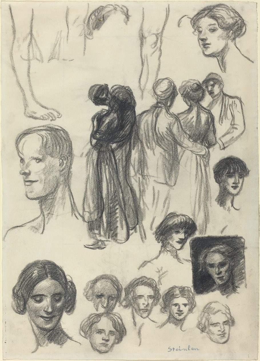 Folha de esboços, final do século XIX e início do século XX. de Théophile Alexandre Steinlen
