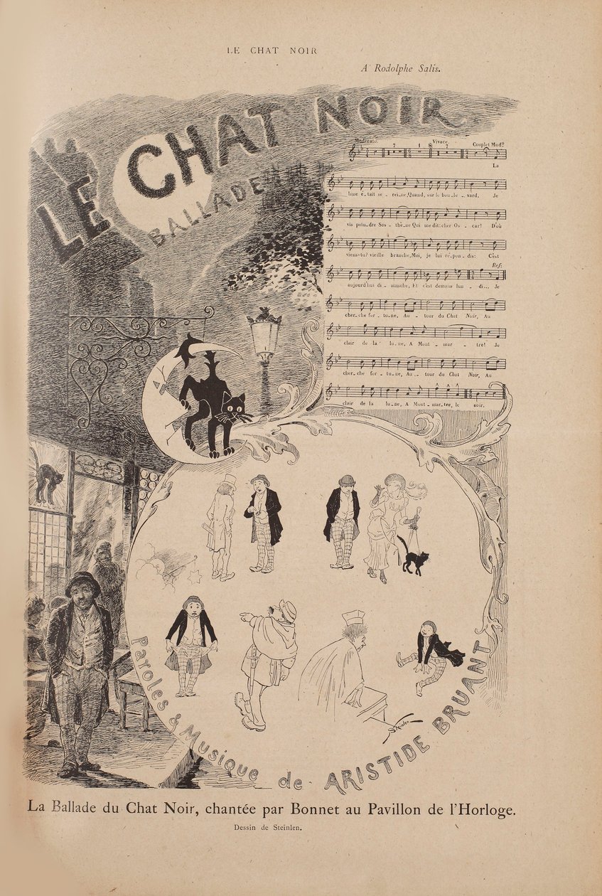 História do famoso Cabaret Le Chat Noir, revista Le Chat Noir, 1884. de Théophile Alexandre Steinlen