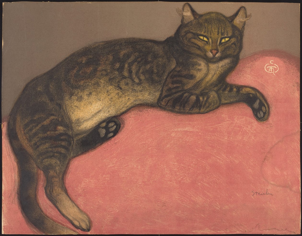 Inverno: gato em uma almofada de Théophile Alexandre Steinlen
