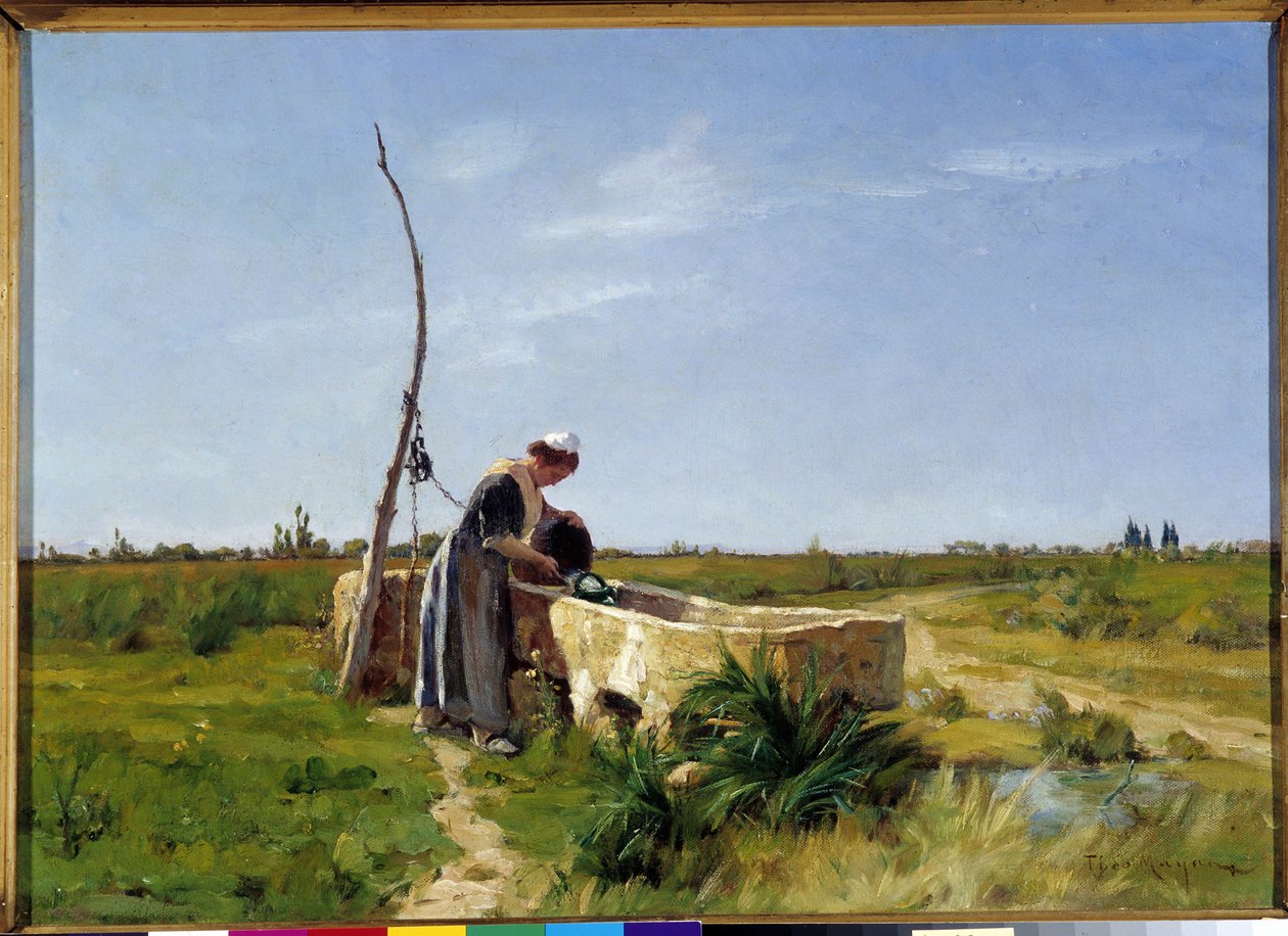 The Peasant and the Well Painting by Theophile Mayan (1860-1937) Dim. 46x56 cm. Menção obrigatória: Fondação de colecções a respeito de de Provence Marseille DR de Théophile Henri Mayan