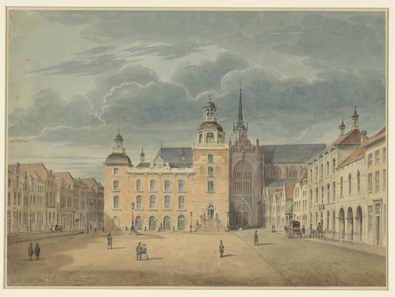 Câmara municipal e igreja em Goes (Zelândia) de Théophile Schuler (possibly)