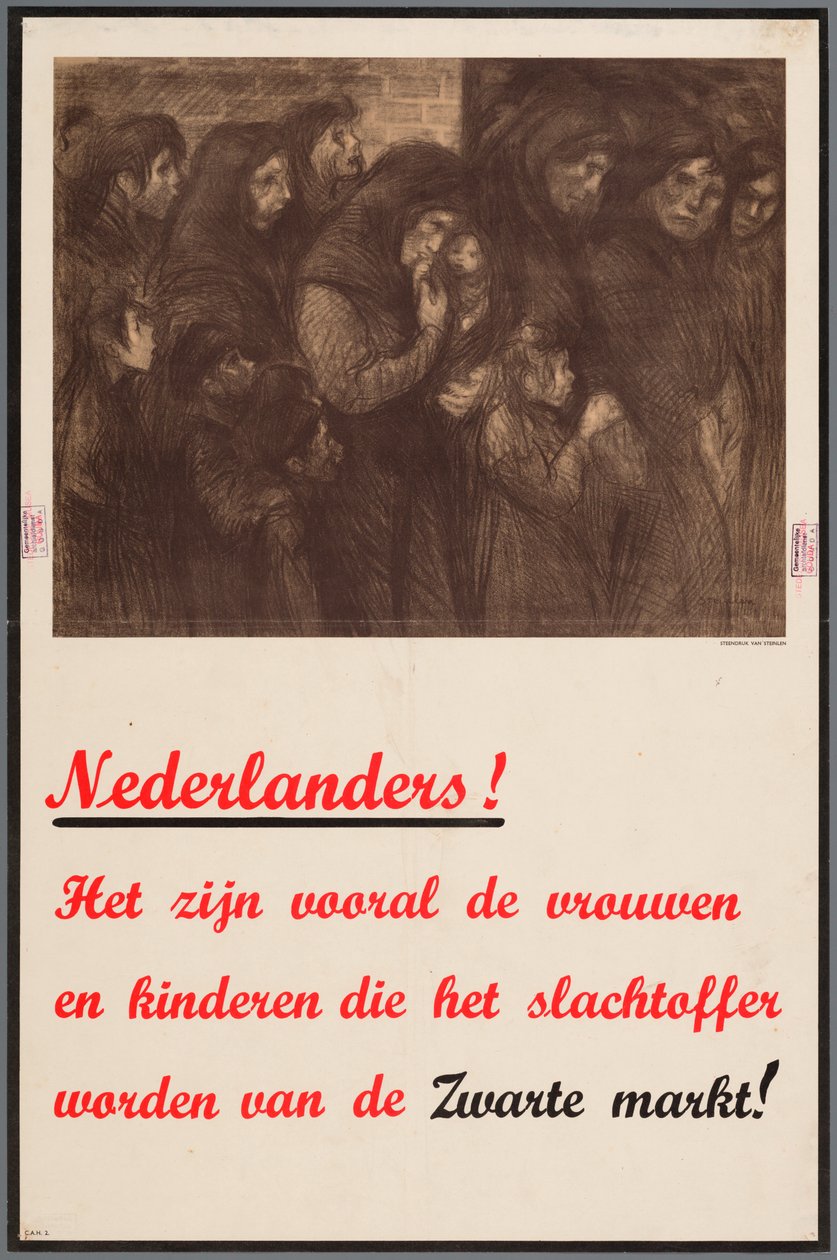 Anúncio ao povo neerlandês de que as mulheres e as crianças, em particular, são vítimas do mercado negro de Theophile Steinlen