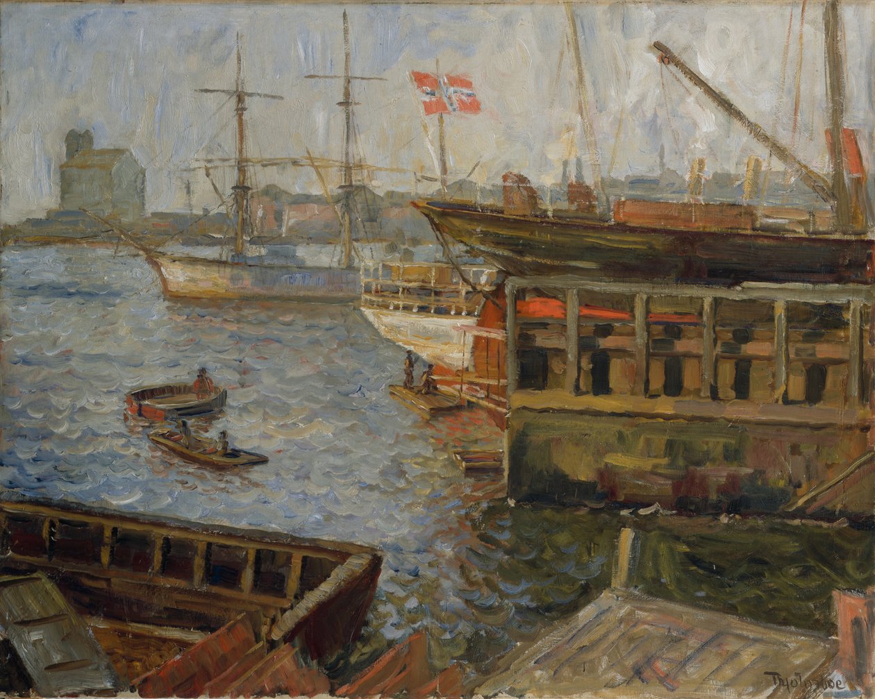 De Nyland, Porto de Oslo (óleo sobre tela) de Thorolf Holmboe