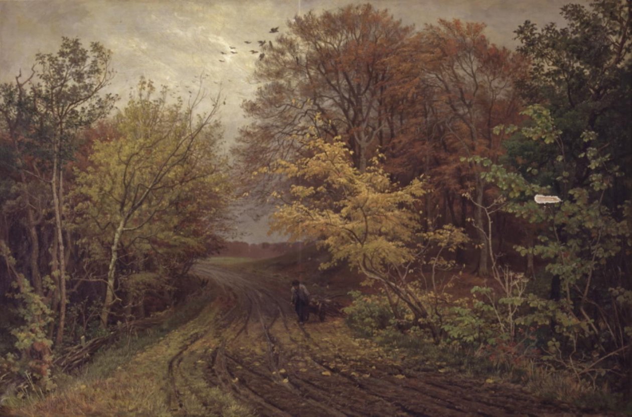 Estrada na floresta de Borrevejle. dia de outubro de Thorvald Niss