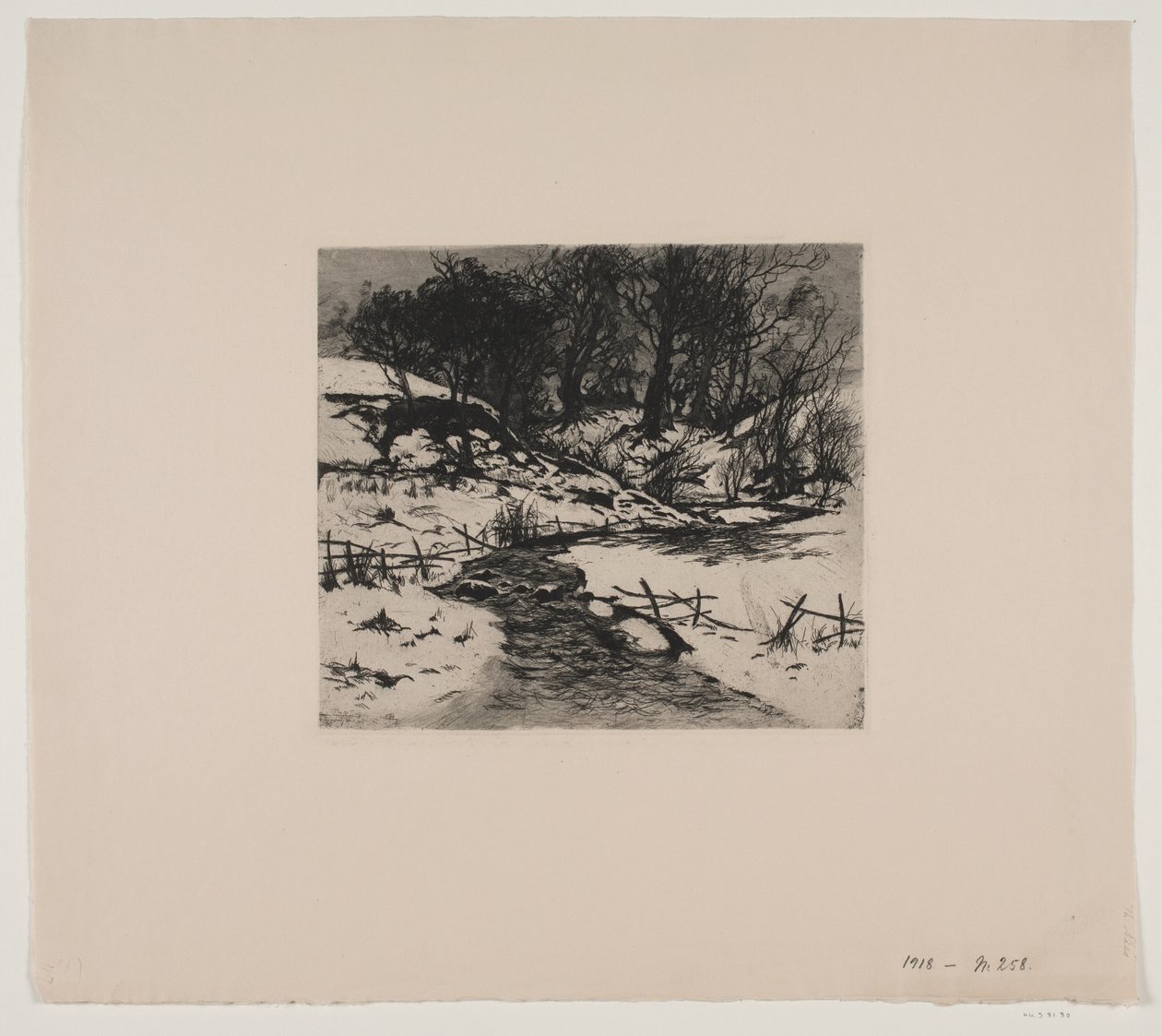 Córrego de inverno por uma floresta de Thorvald Niss