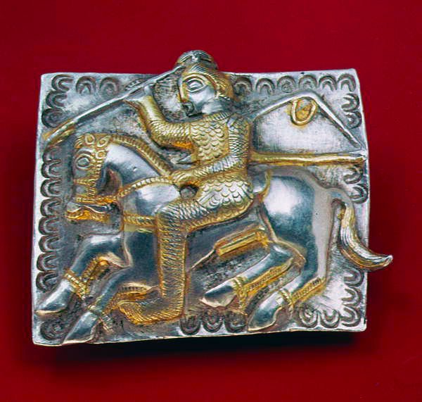 Placa com guerreiro, c.400-350 aC (prata) de Thracian