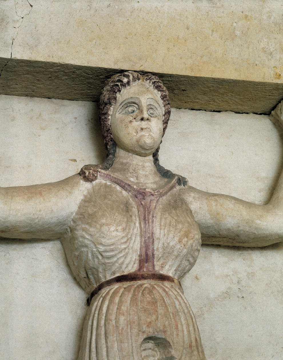 Túmulo trácio de Sveshtari, detalhe de uma estátua de mulher em Atlas, século III a.C. (escultura de pedra) de Thracian Thracian