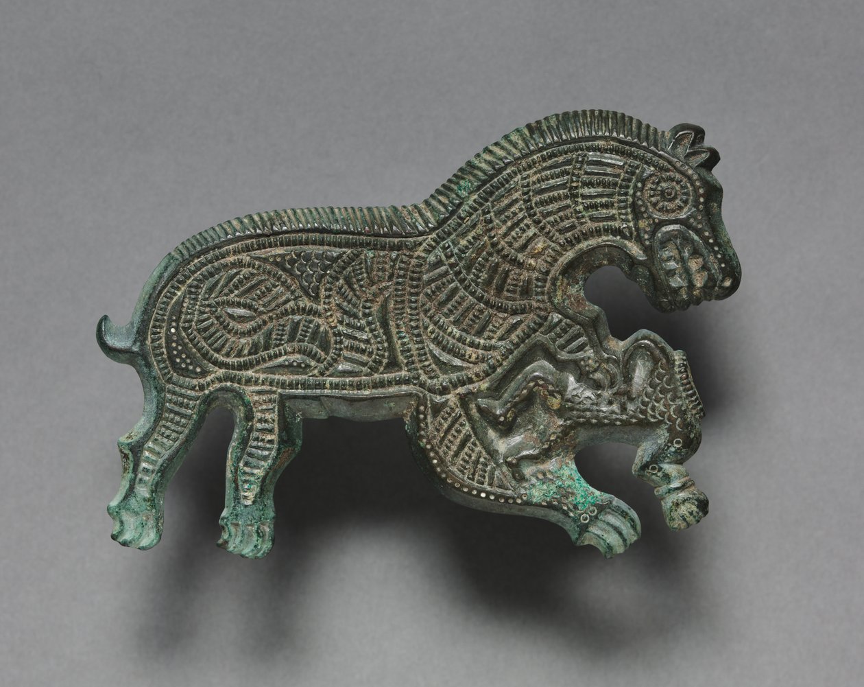 Wolf Attacking a Man, 400-300 BC (bronze) de Thracian Thracian