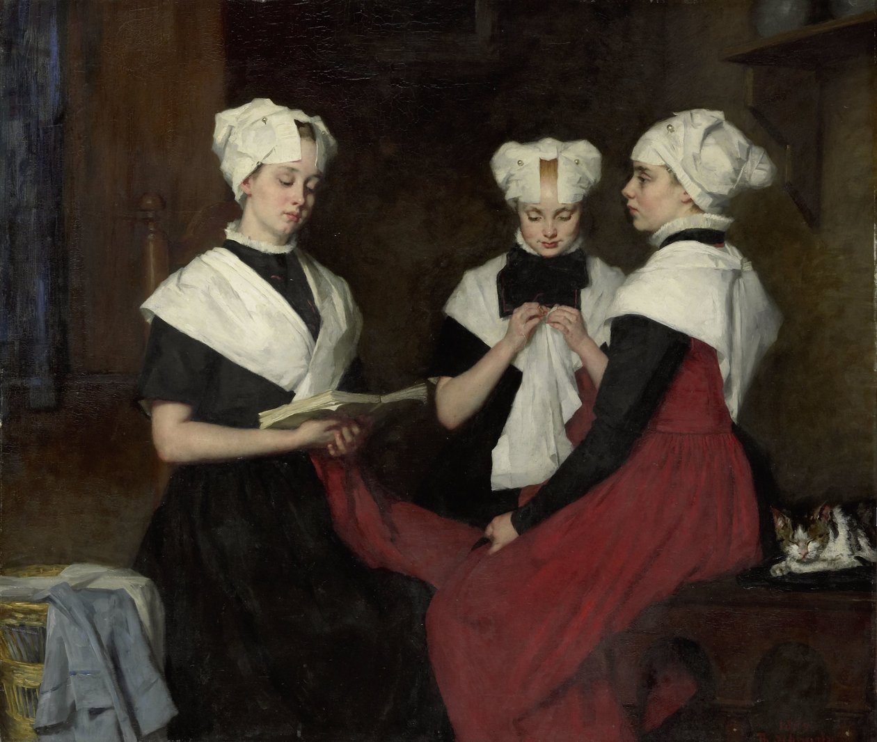 Três garotas do Amsterdam Burgerweeshuis de Thérèse Schwartze