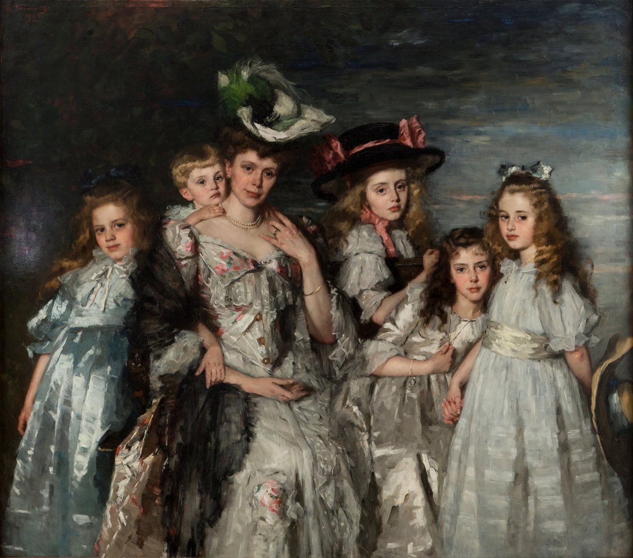 Retrato de Aleida Gijsberta Maria van Ogtrop-Hanlo 1871-1944 e seus cinco filhos, 1906 de Thérèse Schwartze