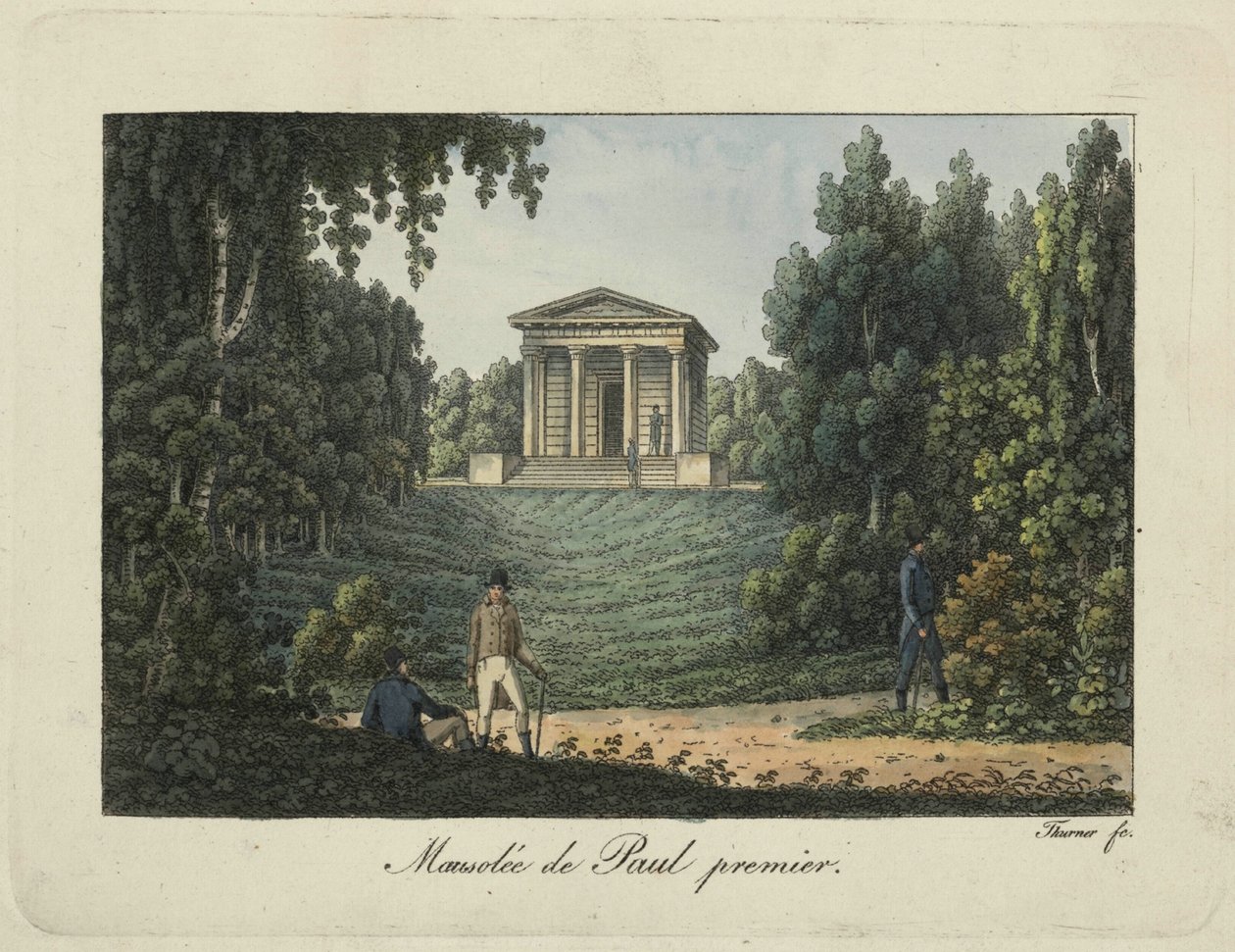 O templo de Paulo I ou o mausoléu de Paulo I no parque de Pavlovsk, década de 1810. de Thurner