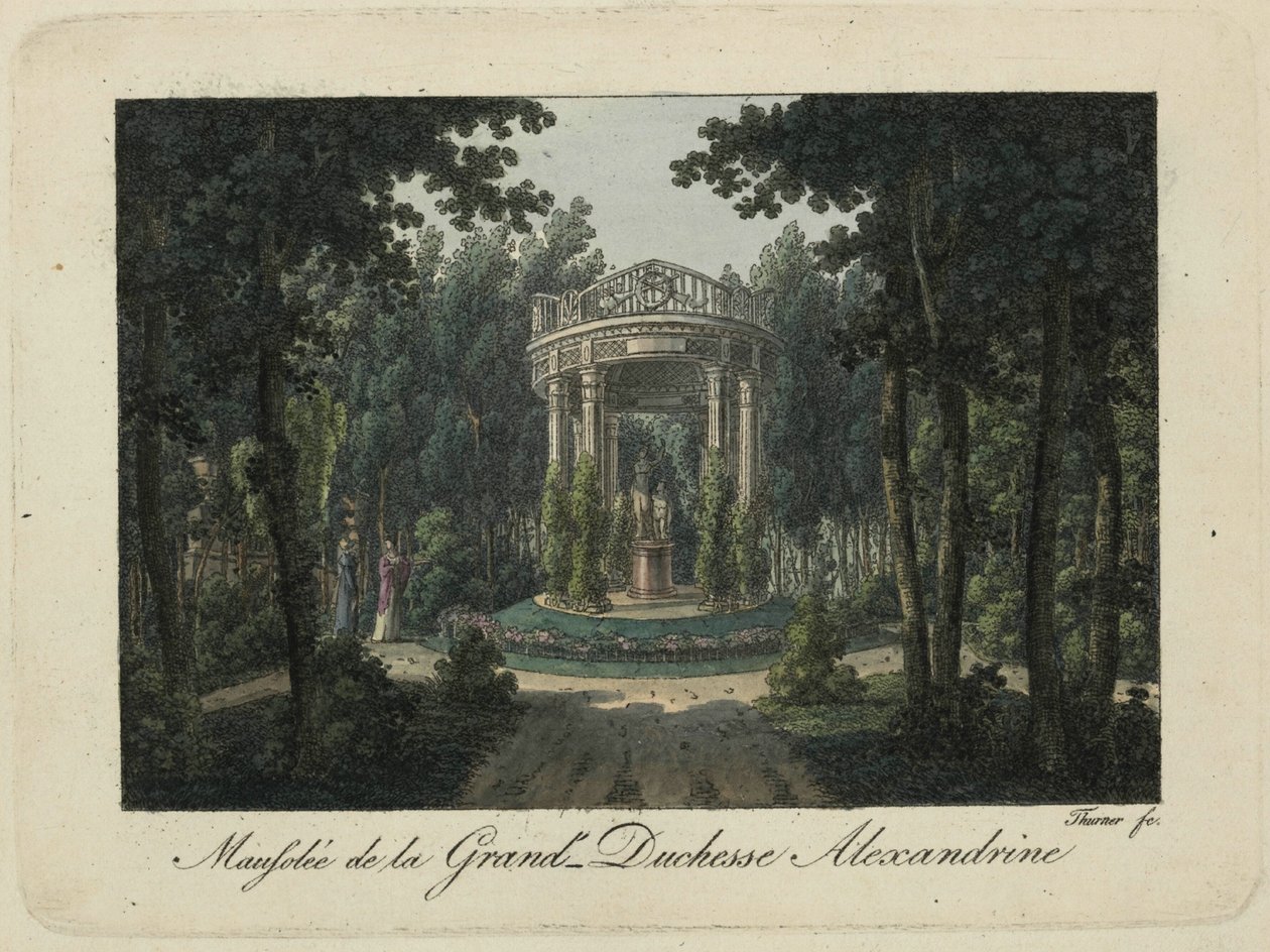 O monumento à grã-duquesa Alexandra Pavlovna em Pavlovsk, década de 1810. de Thurner