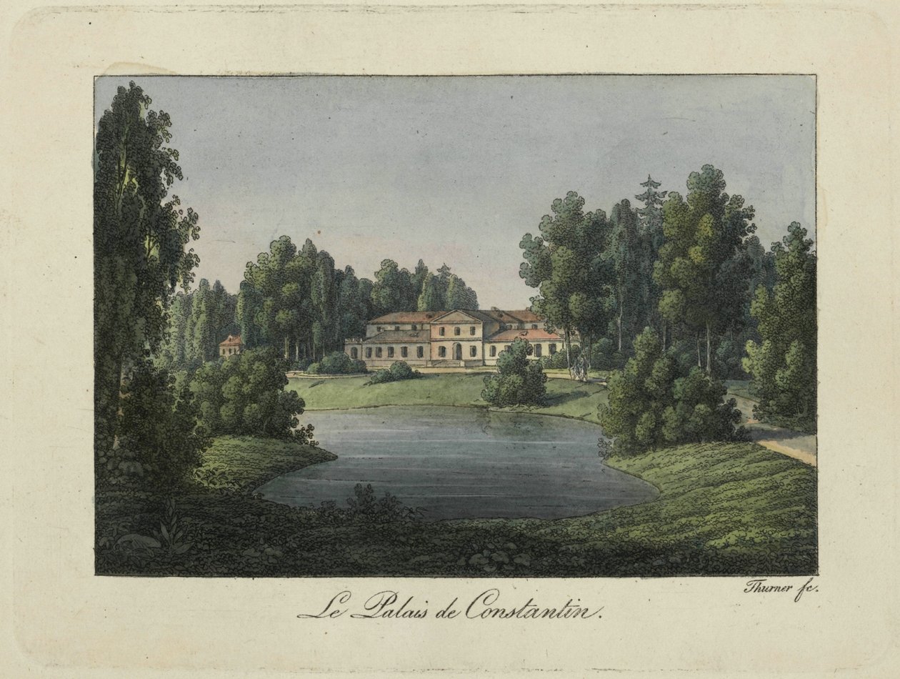 Vista do Palácio Constantino em Pavlovsk, década de 1810. de Thurner