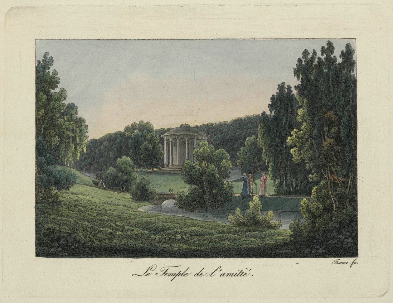Vista do Templo da Amizade em Pavlovsk, década de 1810. de Thurner