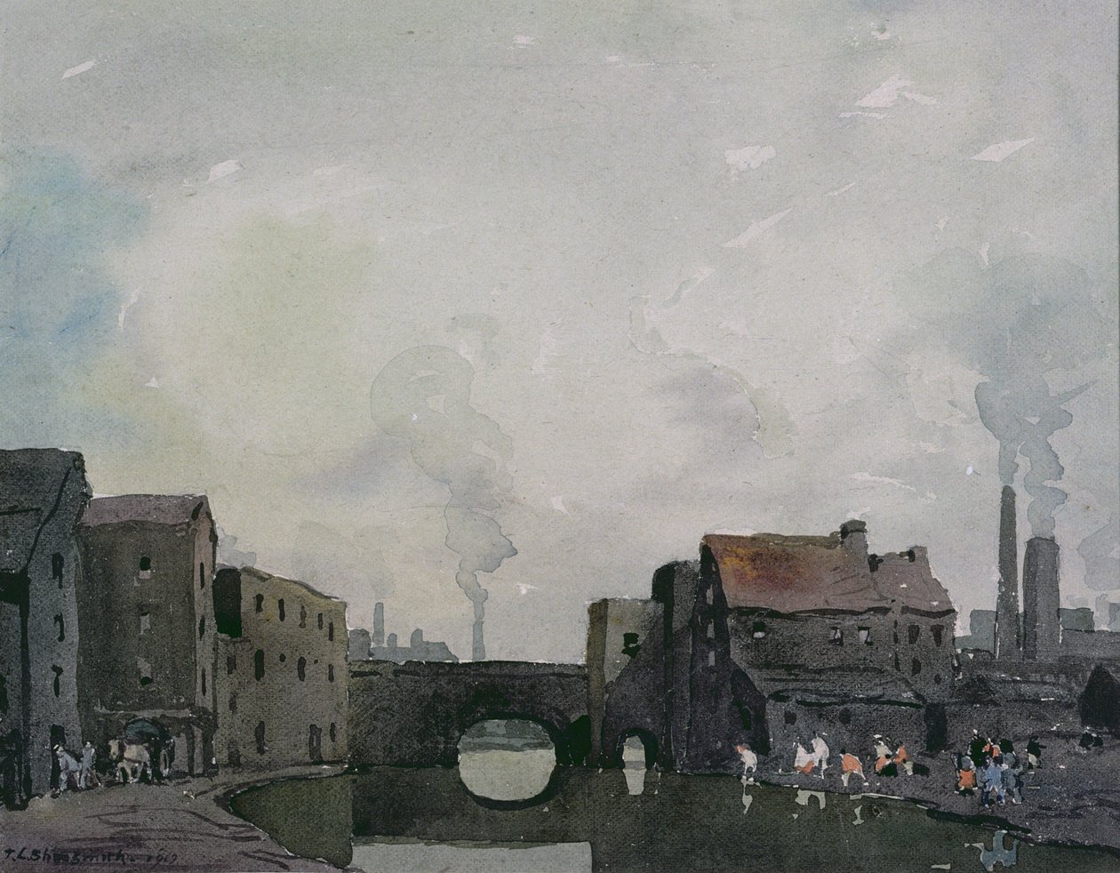 Um canal de Birmingham (aquarela) de Thurston Laidlaw Shoosmith