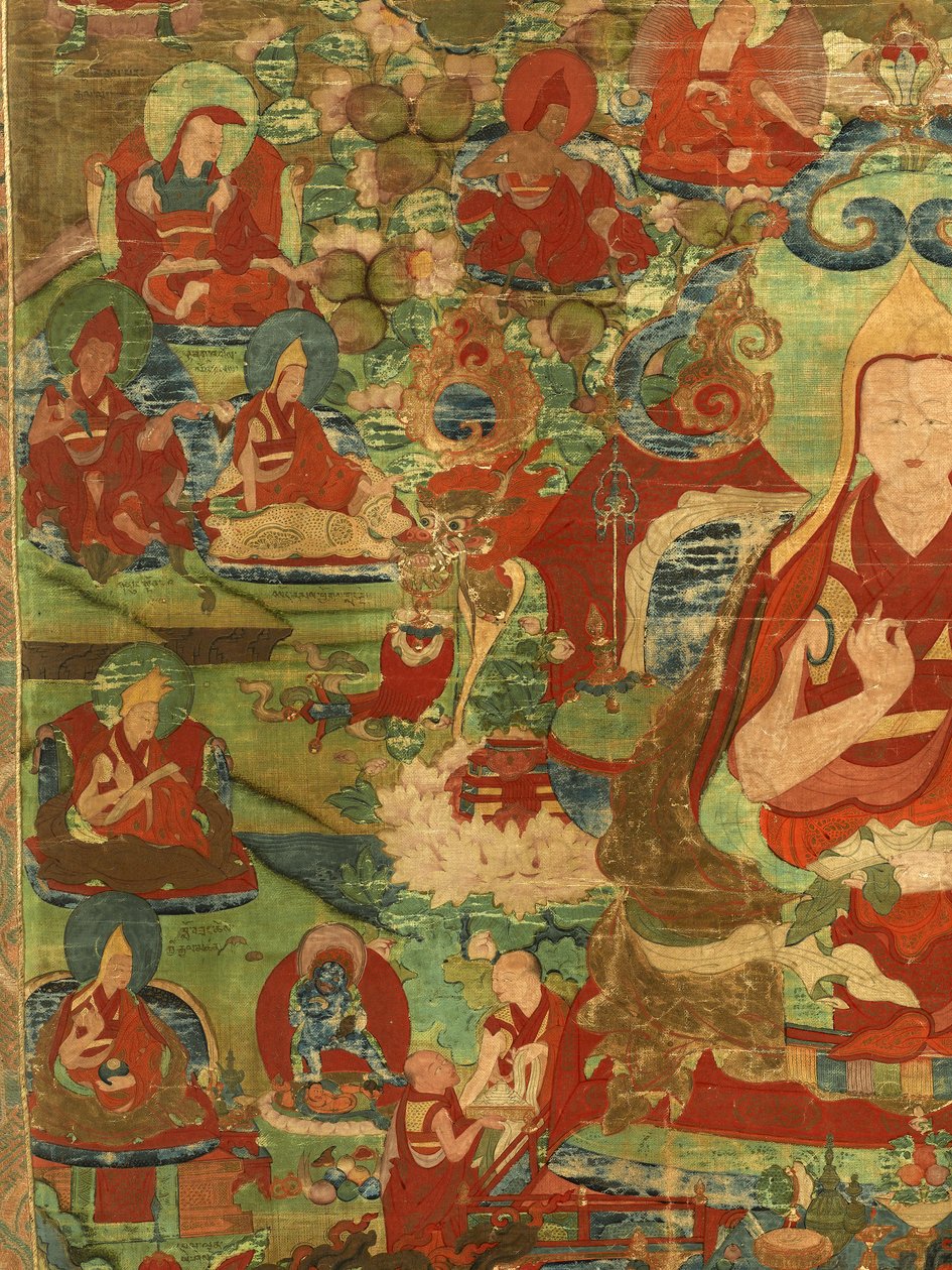 Detalhe do terceiro Panchen Lama Losan Penden Yeshe de Tibetan School