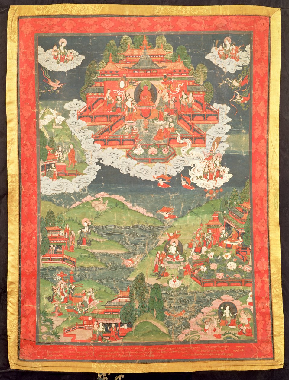 Thangka do paraíso de Amitabha (seda pintada) de Tibetan School