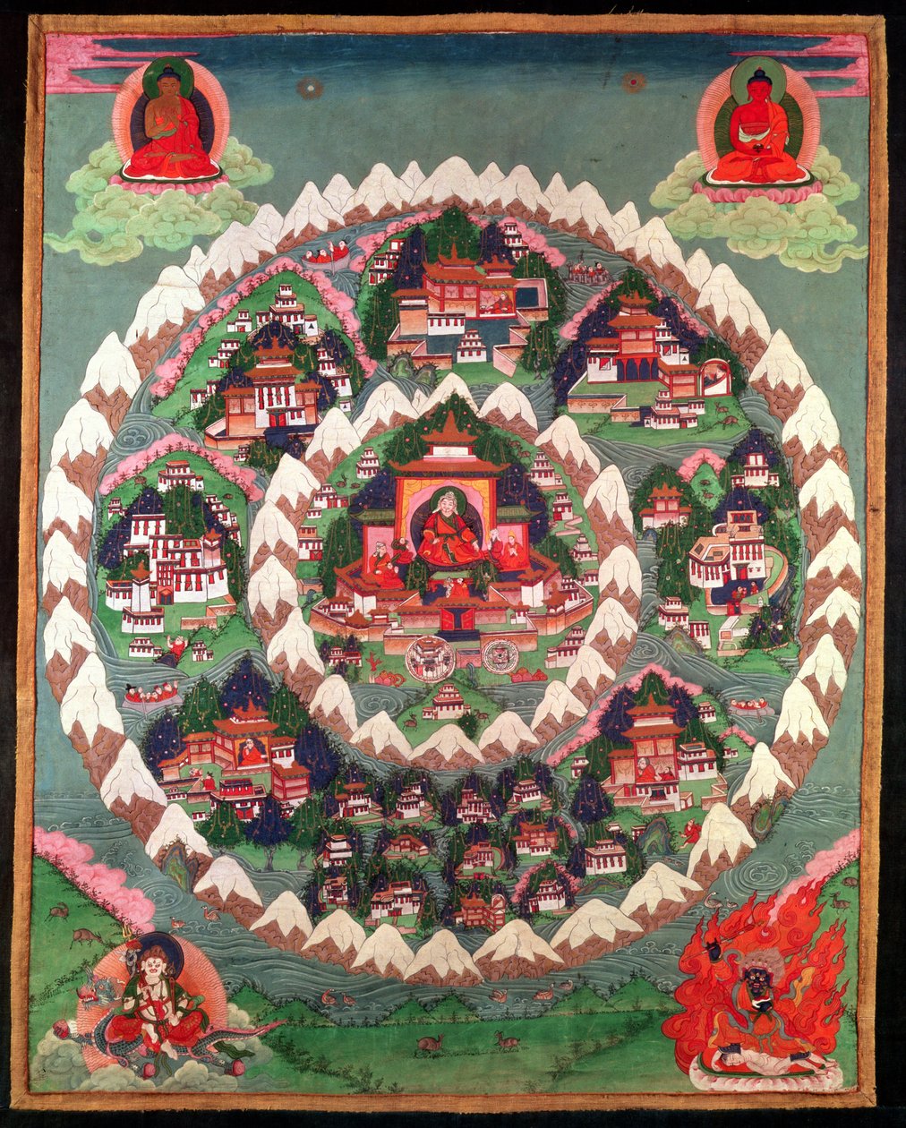 O Paraíso de Shambhala, Bandeira Tibetana (seda pintada) de Tibetan School
