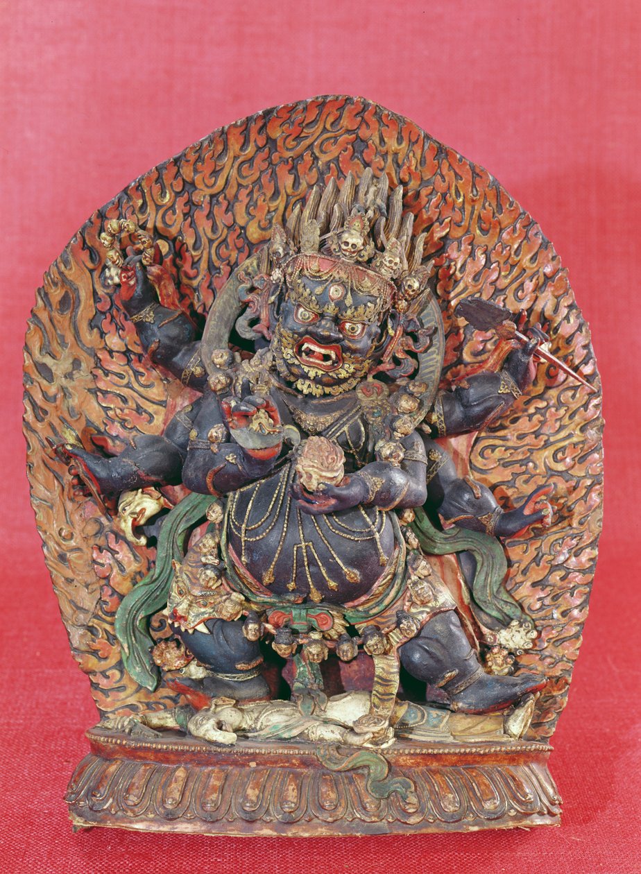 Figura de Mahakala (ébano, cinzas de ossos humanos e argila) de Tibetan School