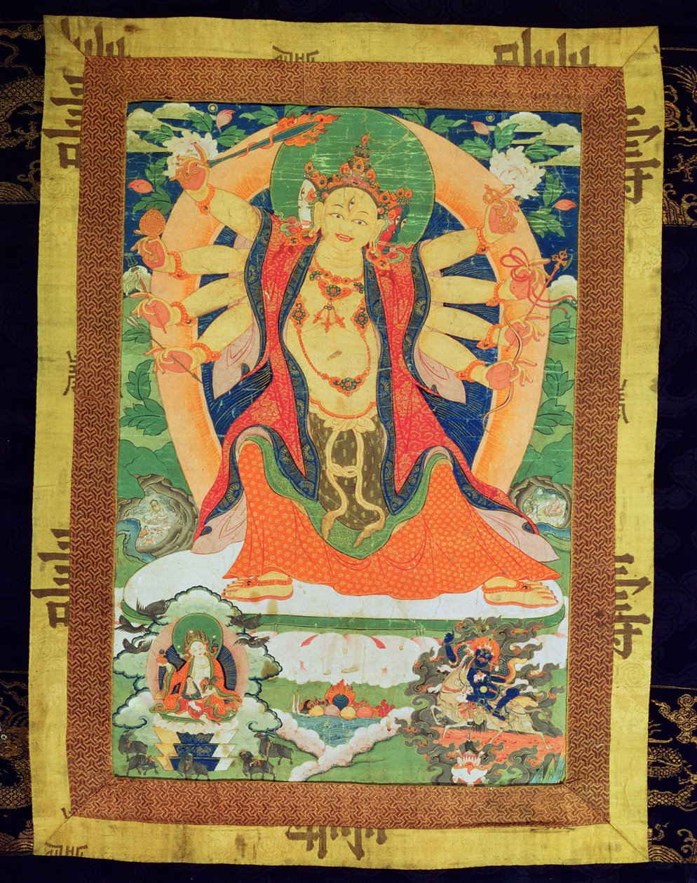 Pintura de Thangka representando uma Dharmapala feminina, provavelmente Lhamoo-so-sor-dang-ma, a Deusa das Crianças, 1750-1850 (papel e seda) de Tibetan School