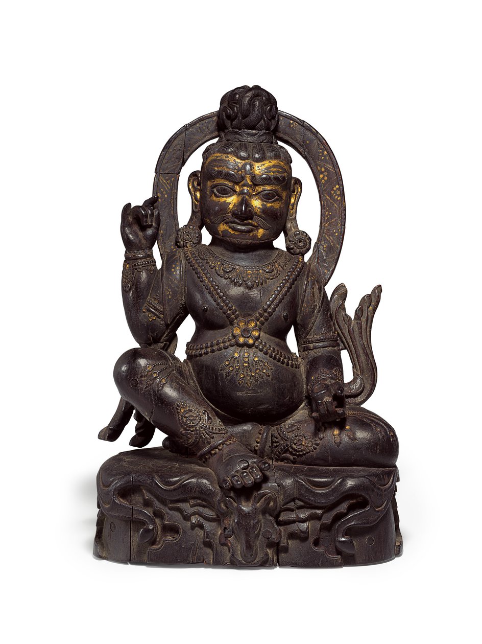Figura de Mahasiddha (zitan dourado) de Tibetan School