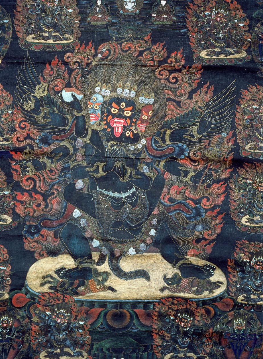 Mandala (pergaminho pintado) de Tibetan School