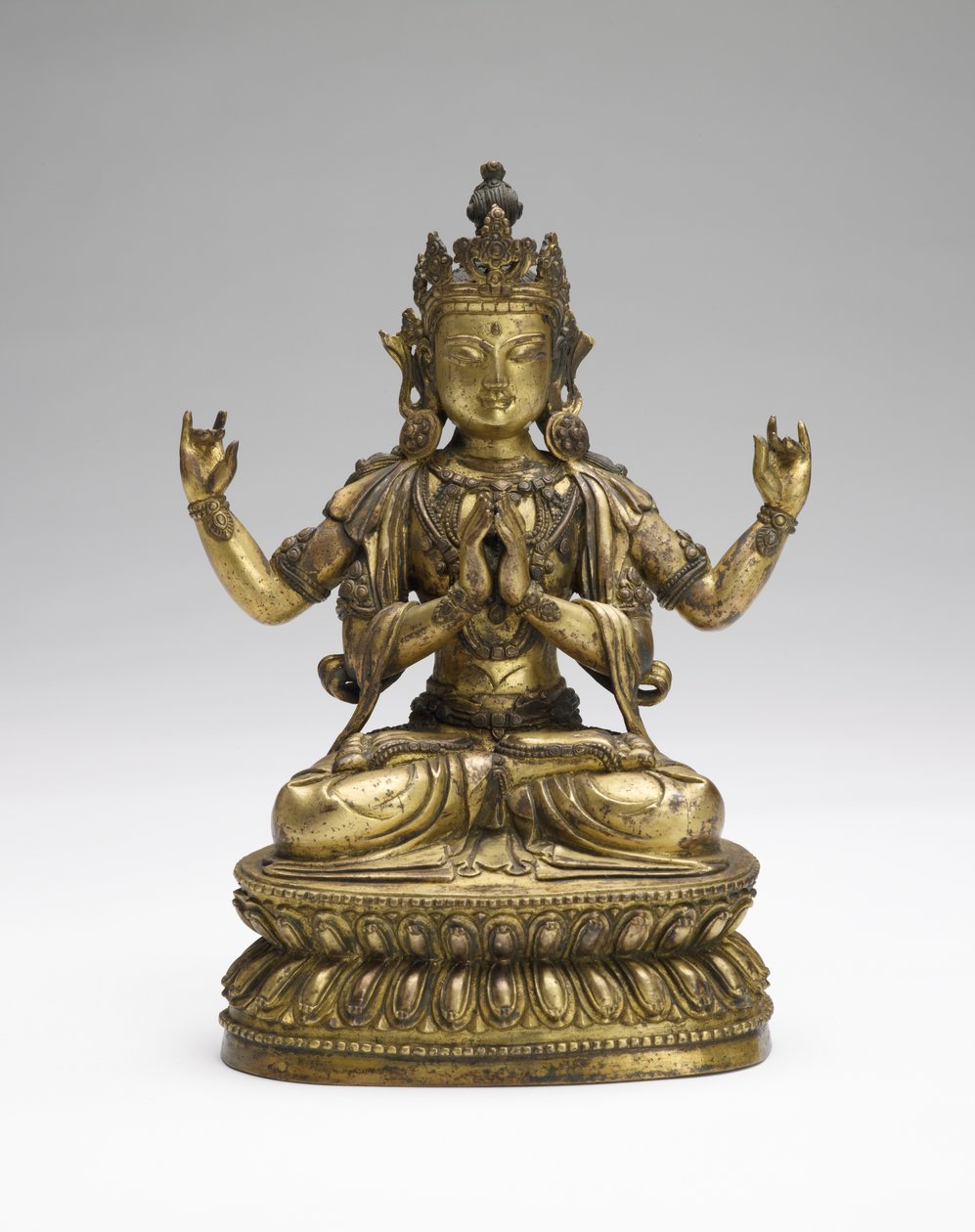 Sukhavati Avalokiteshvara, final do século 17 ao início do século 18 (liga de cobre dourada) de Tibetan School