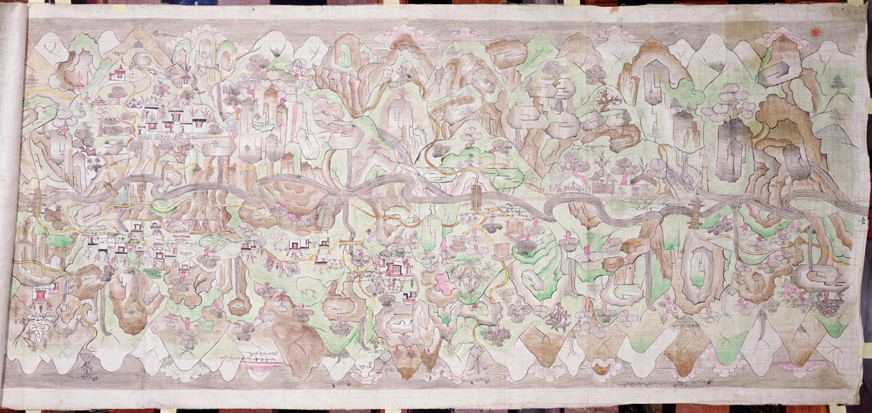 O fim do sol do Tsari rongkor (pano pintado) de Tibetan School