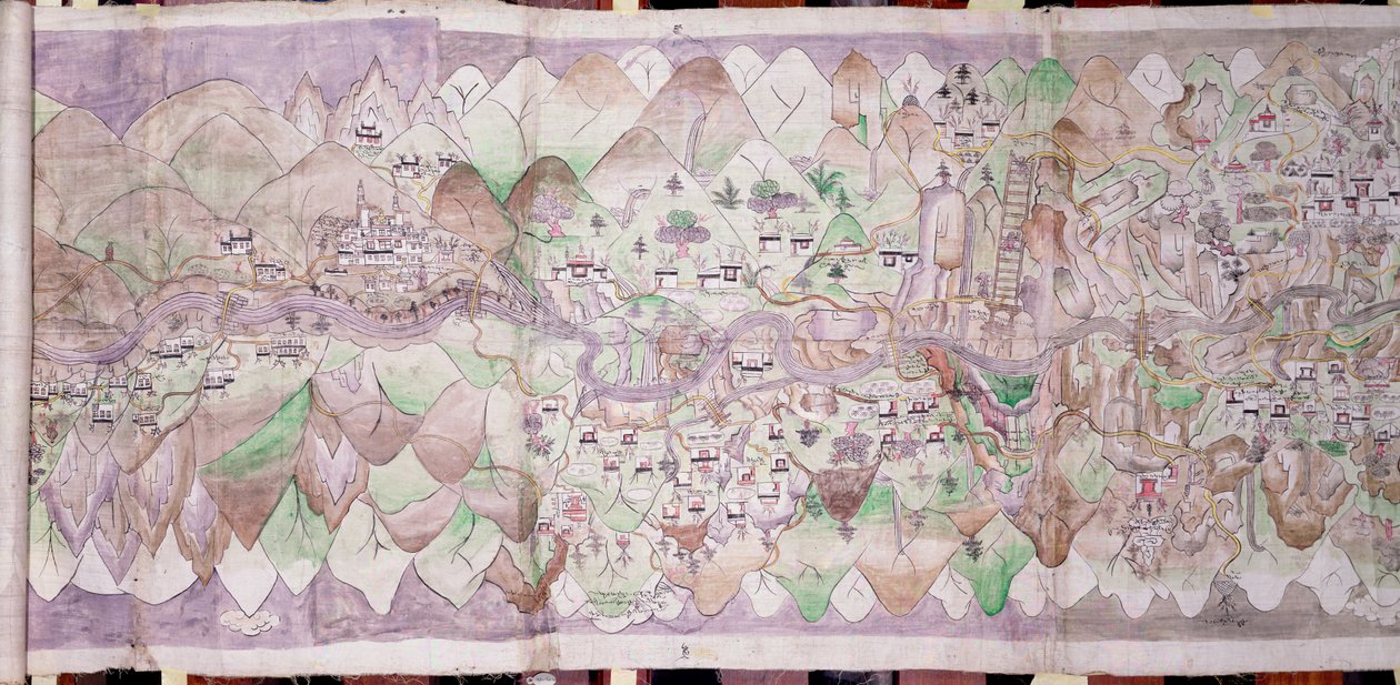 A seção central do ronkor de Tsari (pano pintado) de Tibetan School