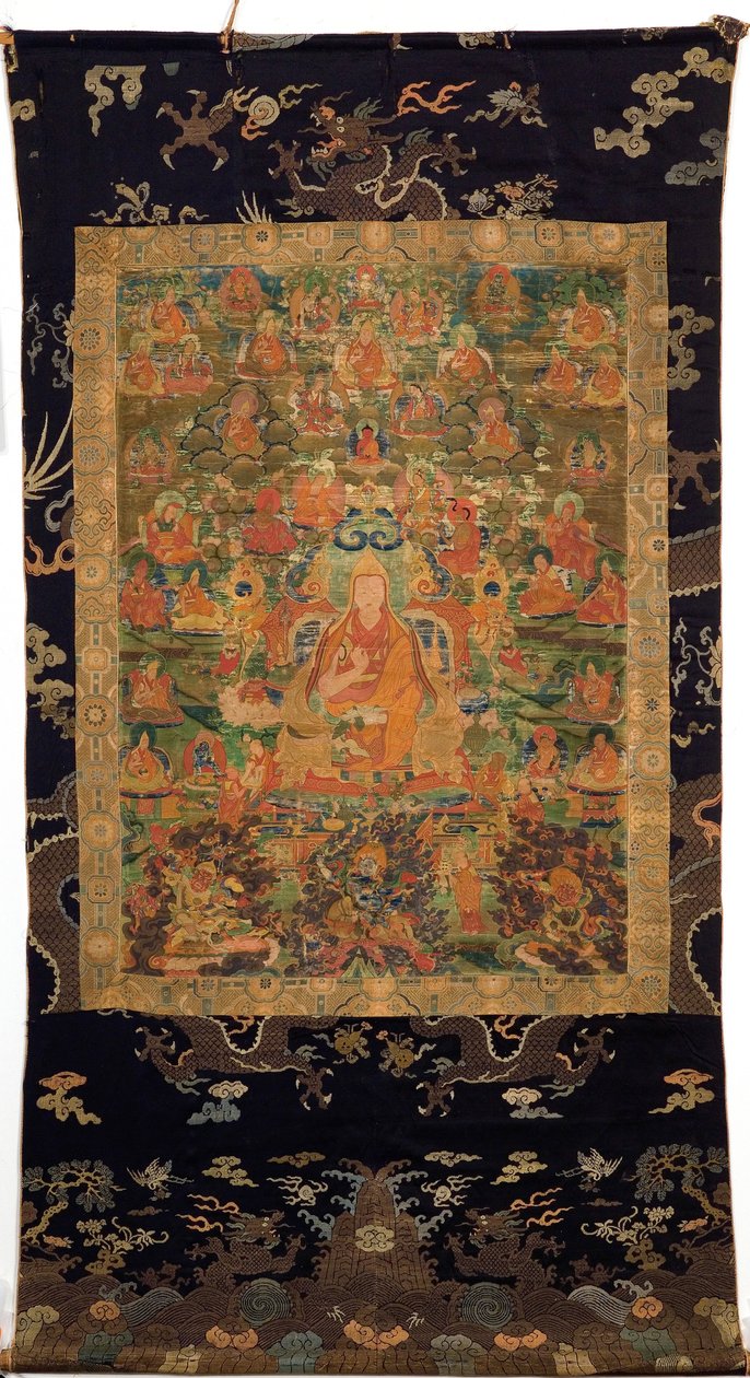 Terceiro Panchen Lama Losan Penden Yeshe (guache sobre pano) de Tibetan School