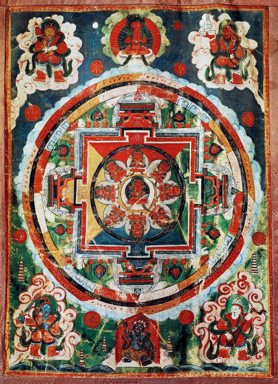 Mandala Tibetana conhecida como os Quatro Reis Celestiais, civilização tibetana de Tibetan School