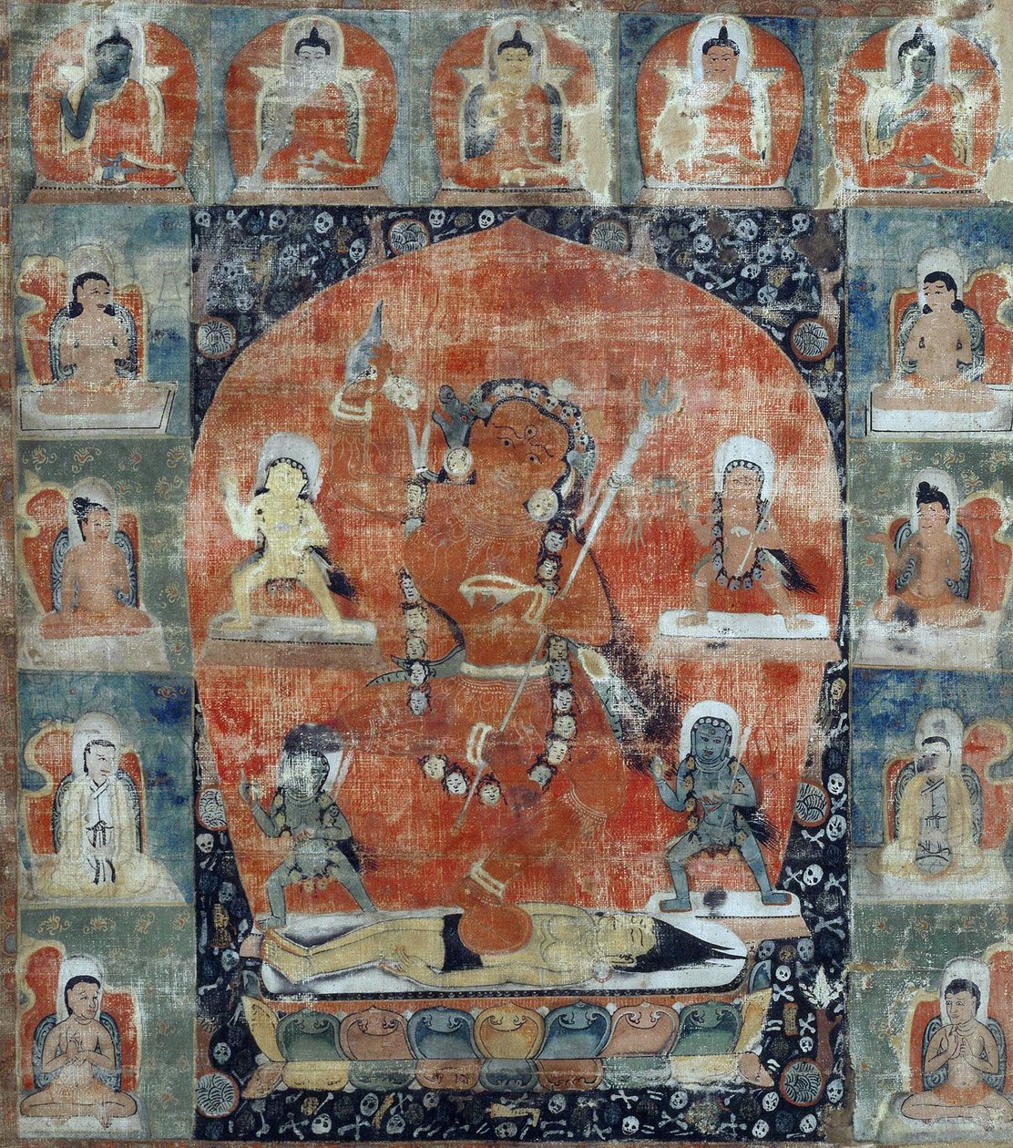 Cultura tibetana : Samvara Mandala (Detalhe). Thangka de Tibetan School
