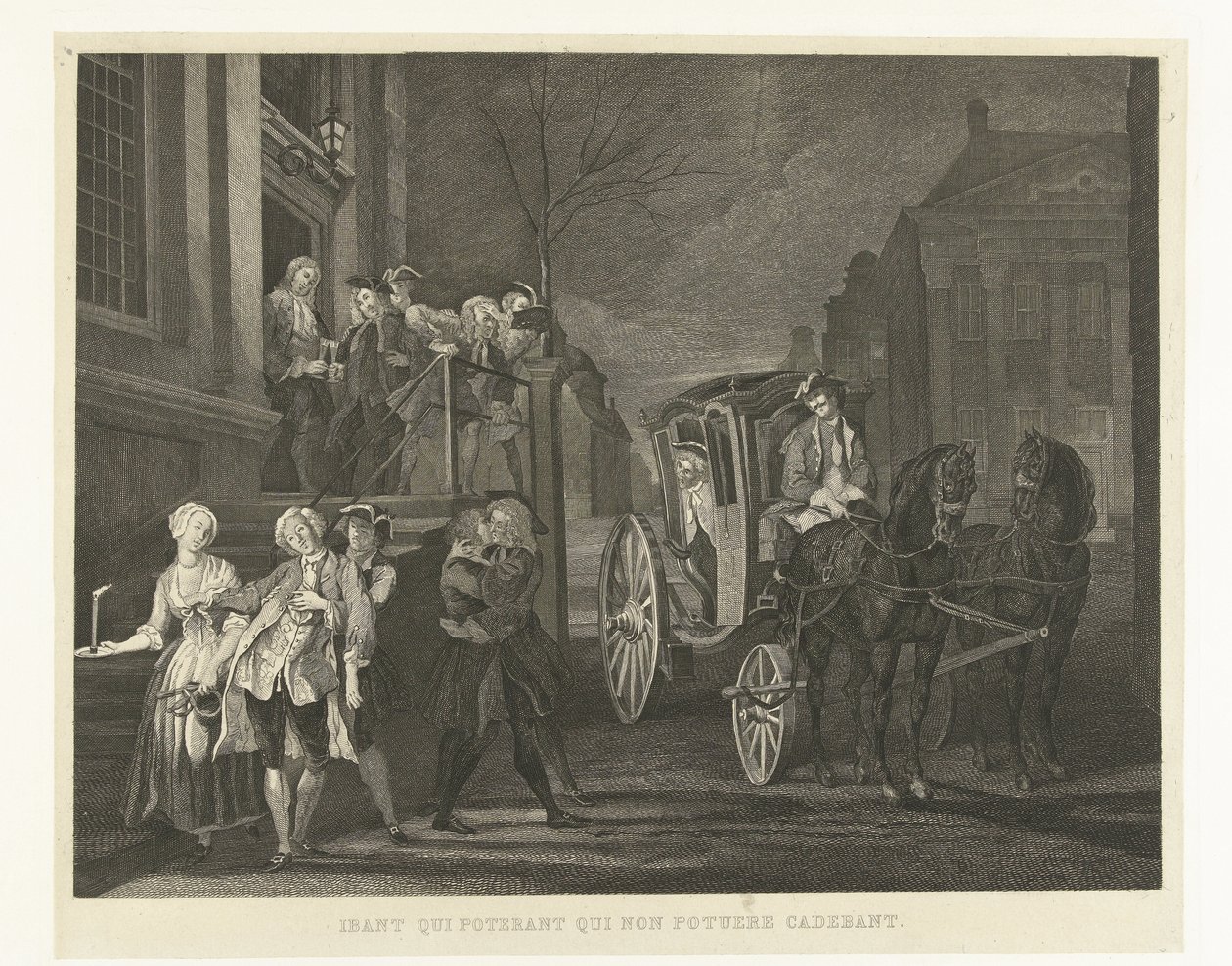 Quem podia andar saiu a pé, quem não podia mais caiu Ibant qui poterant qui non potuere cadebant (título no objeto) Nelri para Cornelis Troost (título da série) de Tieleman Cato Bruining