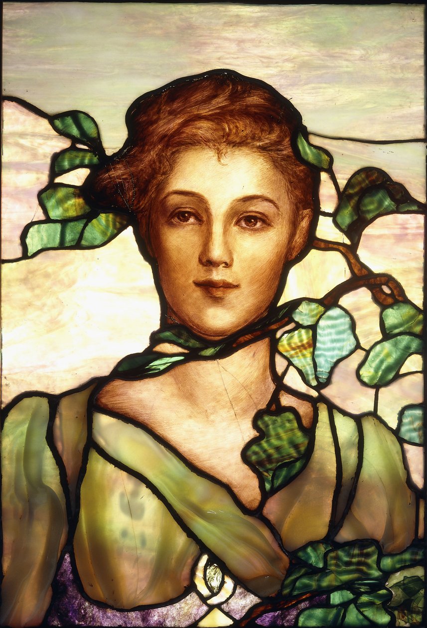 Uma janela de retrato de vidro com chumbo, c.1900 de Tiffany Studios